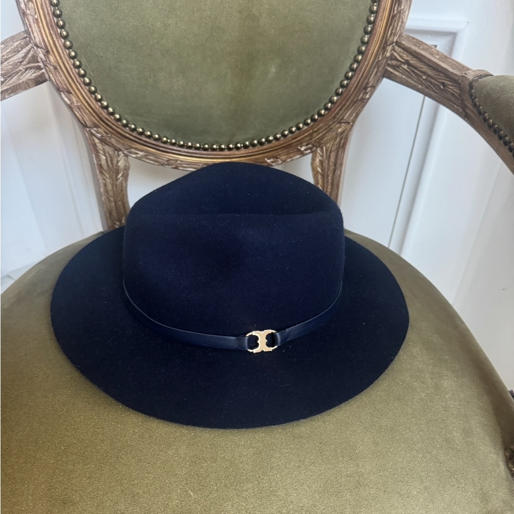 Tory Burch Navy Wool Fedora Hat
